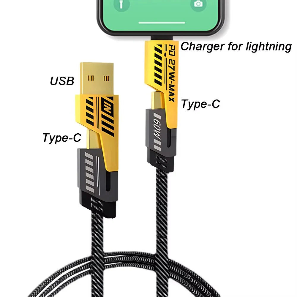 Câble Multi-USB 4-en-1 avec Porte-Clés – Charge Rapide PD 65W